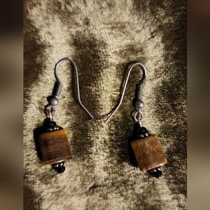 Tigers eye pierced earrings